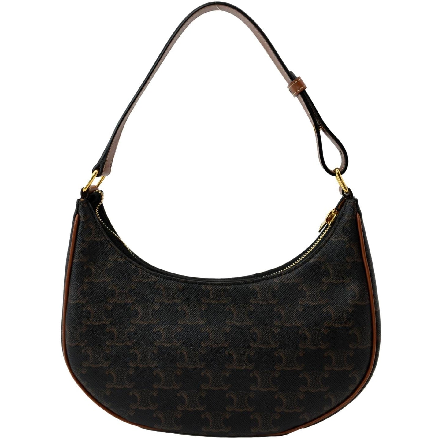 CELINE Ava Triomphe Canvas Calfskin Shoulder Bag Brown