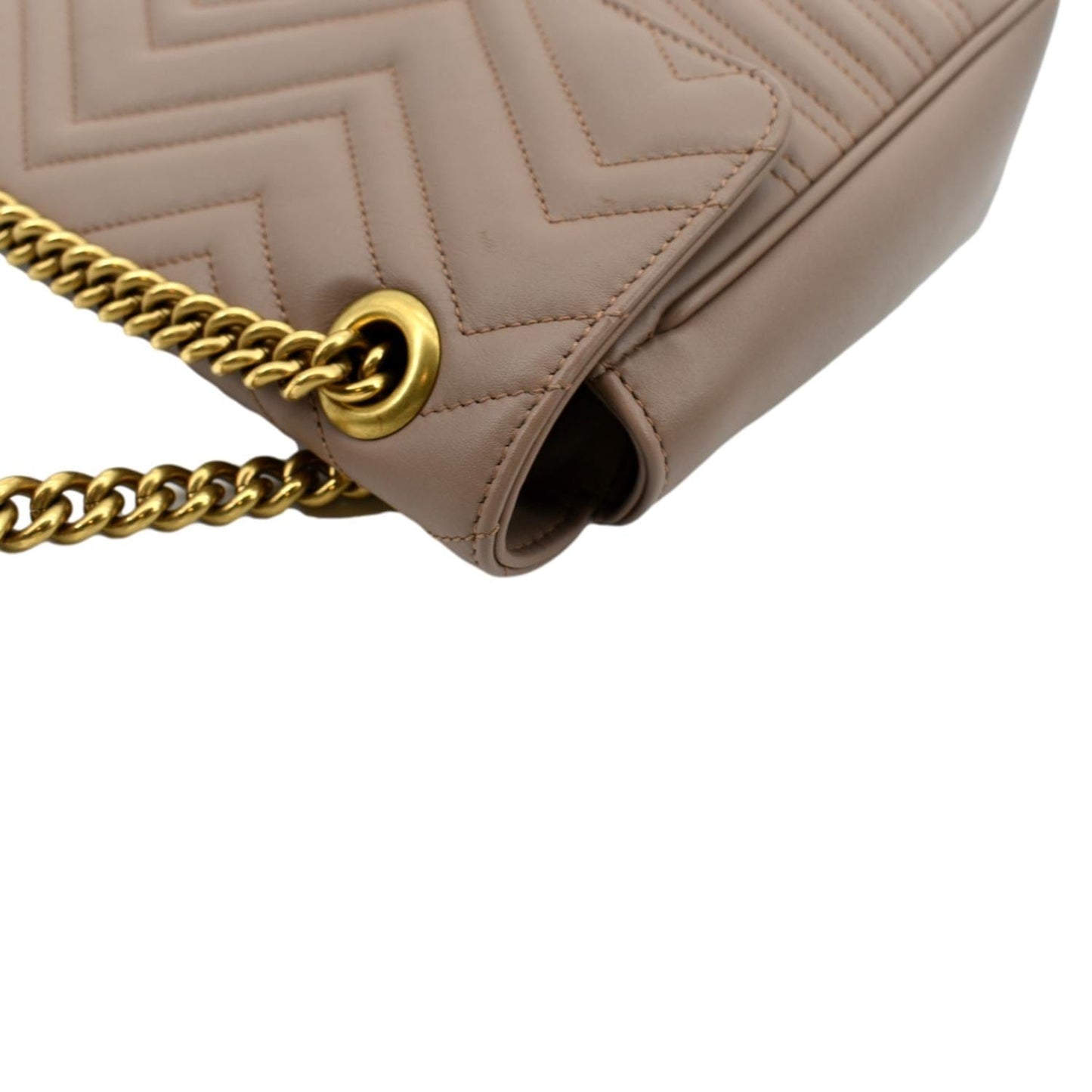 GUCCI GG Marmont Flap Matelasse Leather Crossbody Bag Dusty Pink 443496