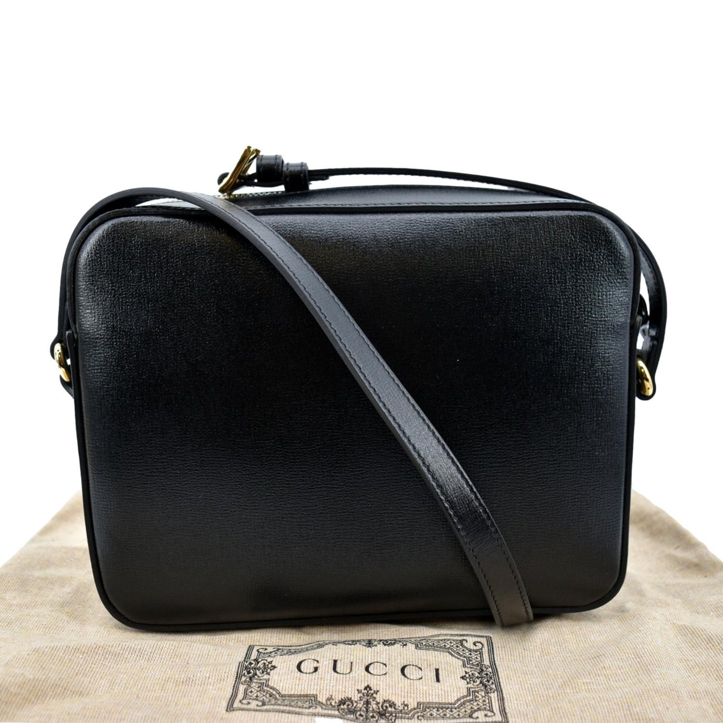 GUCCI Horsebit 1955 Small Leather Shoulder Bag Black 645454