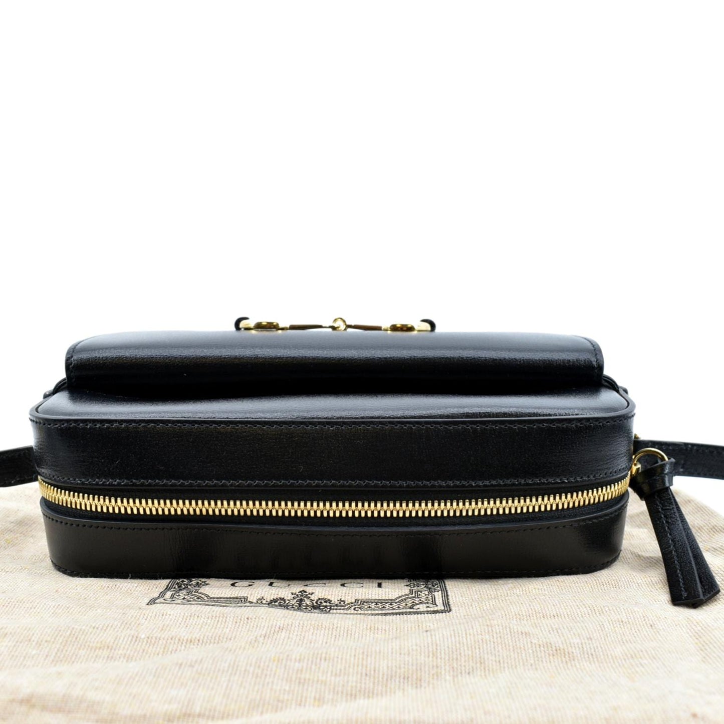 GUCCI Horsebit 1955 Small Leather Shoulder Bag Black 645454