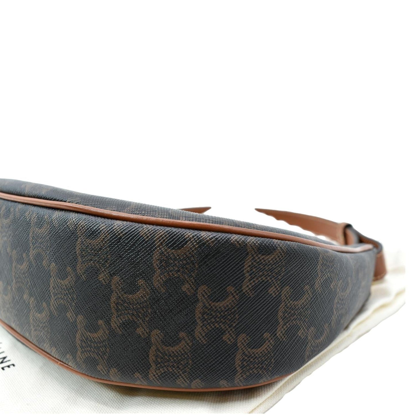 CELINE Ava Triomphe Canvas Calfskin Shoulder Bag Brown