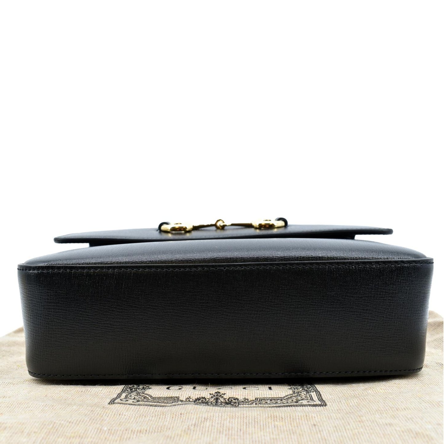 GUCCI Horsebit 1955 Small Leather Shoulder Bag Black 645454