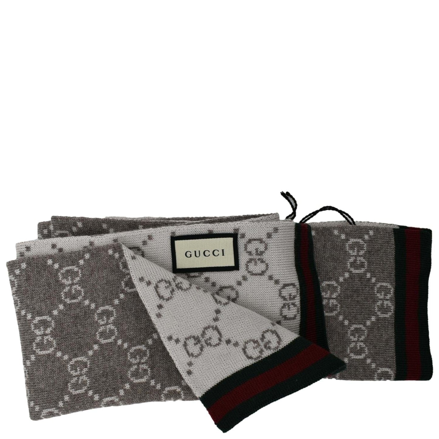 GUCCI GG Graphite Wool Scarf Light Grey 325806
