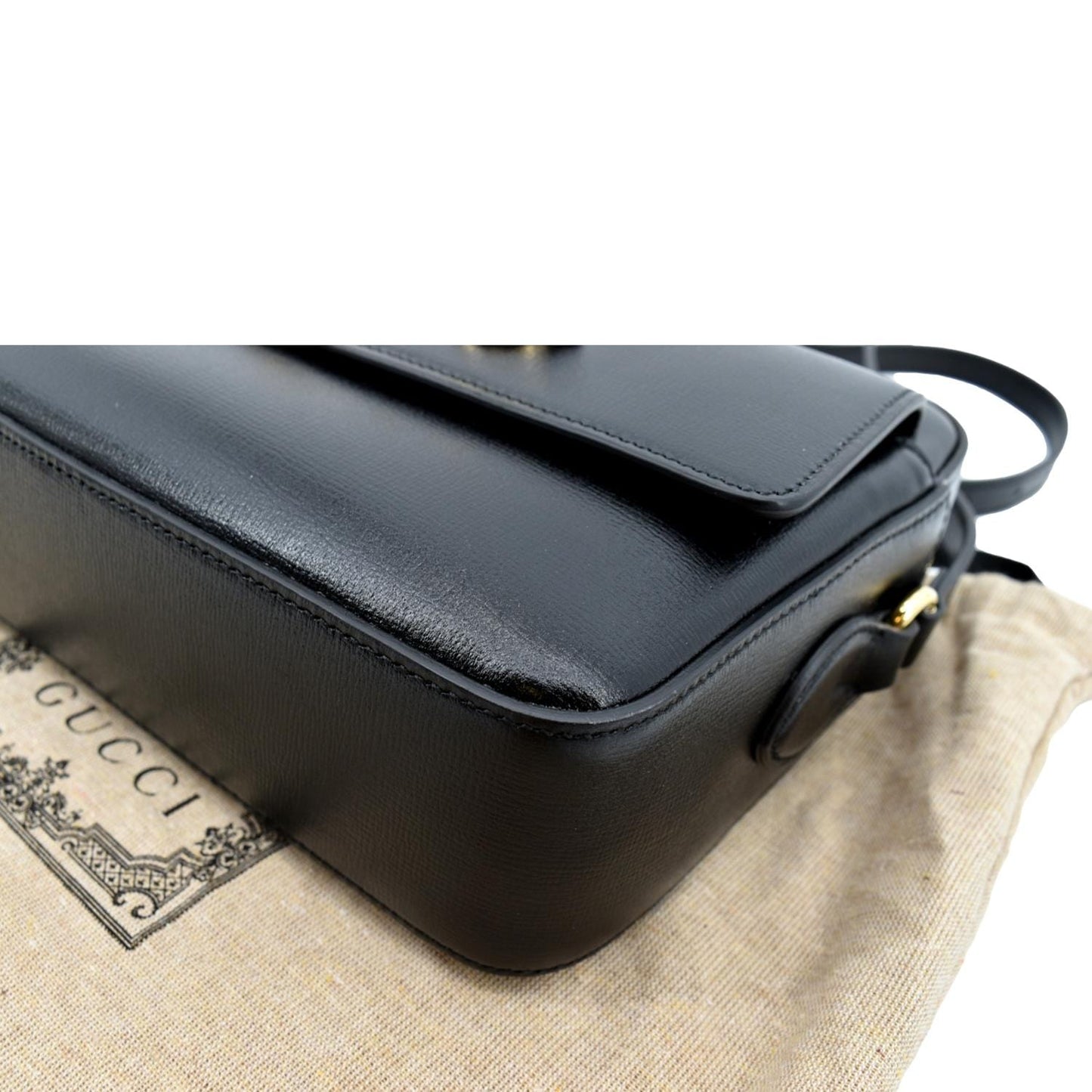 GUCCI Horsebit 1955 Small Leather Shoulder Bag Black 645454