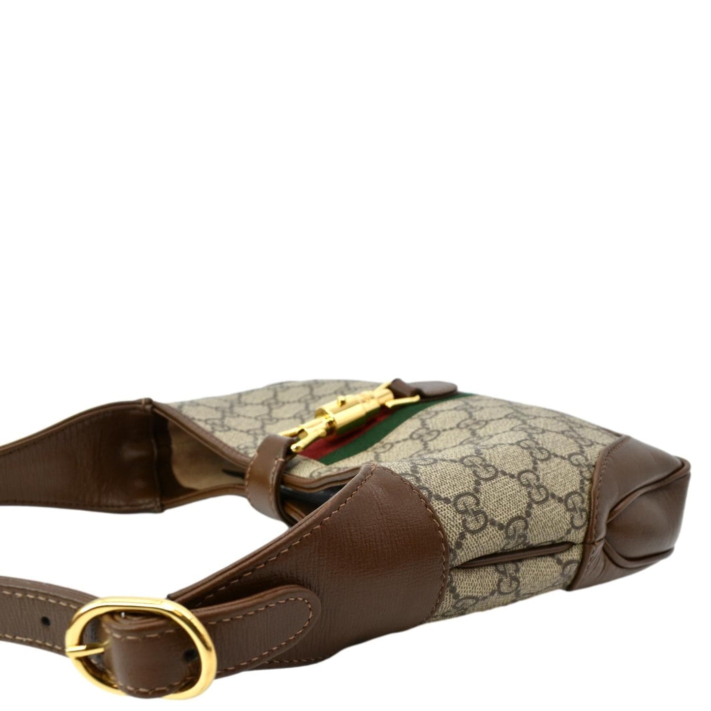 GUCCI Jackie 1961 Small GG Supreme Canvas Leather Shoulder Bag Beige 636706