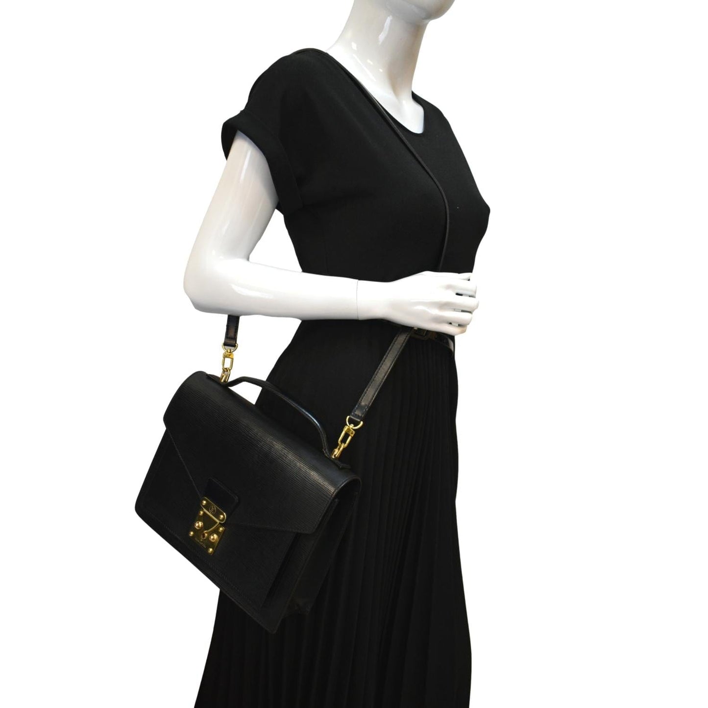 LOUIS VUITTON Monceau EPI Leather Crossbody Bag Black