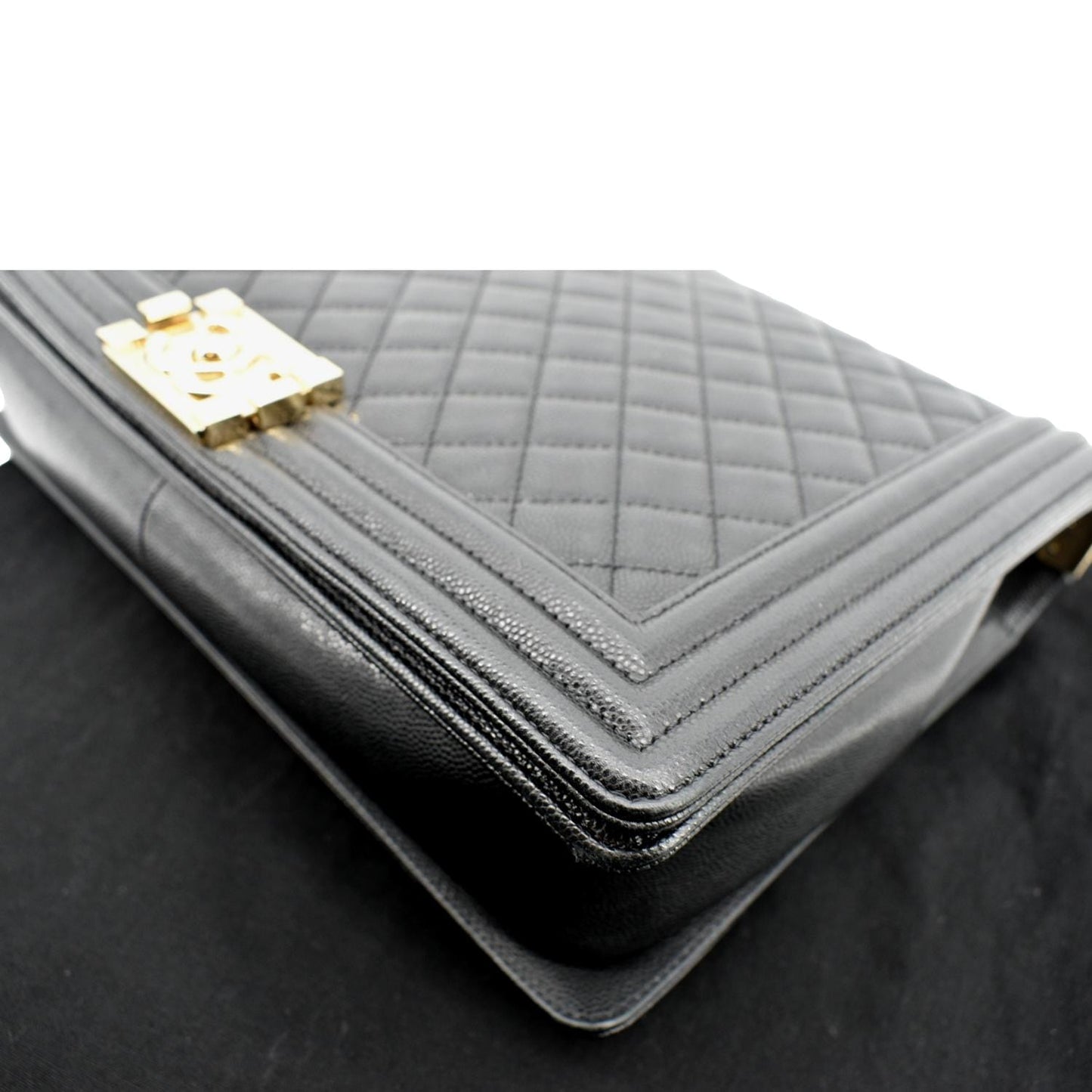 CHANEL Large Boy Flap Caviar Leather Shoulder Bag Black