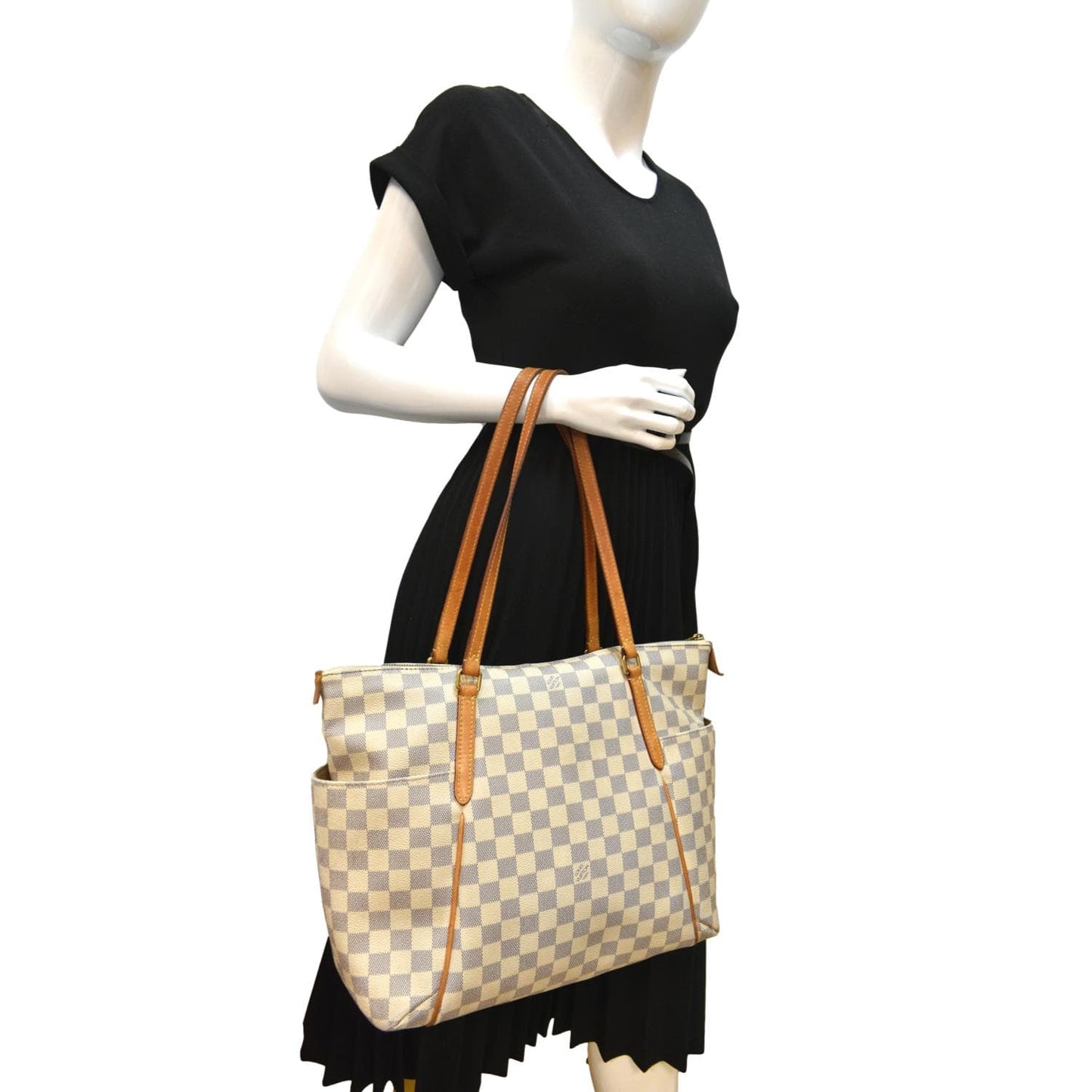 LOUIS VUITTON Totally MM Damier Azur Shoulder Bag White