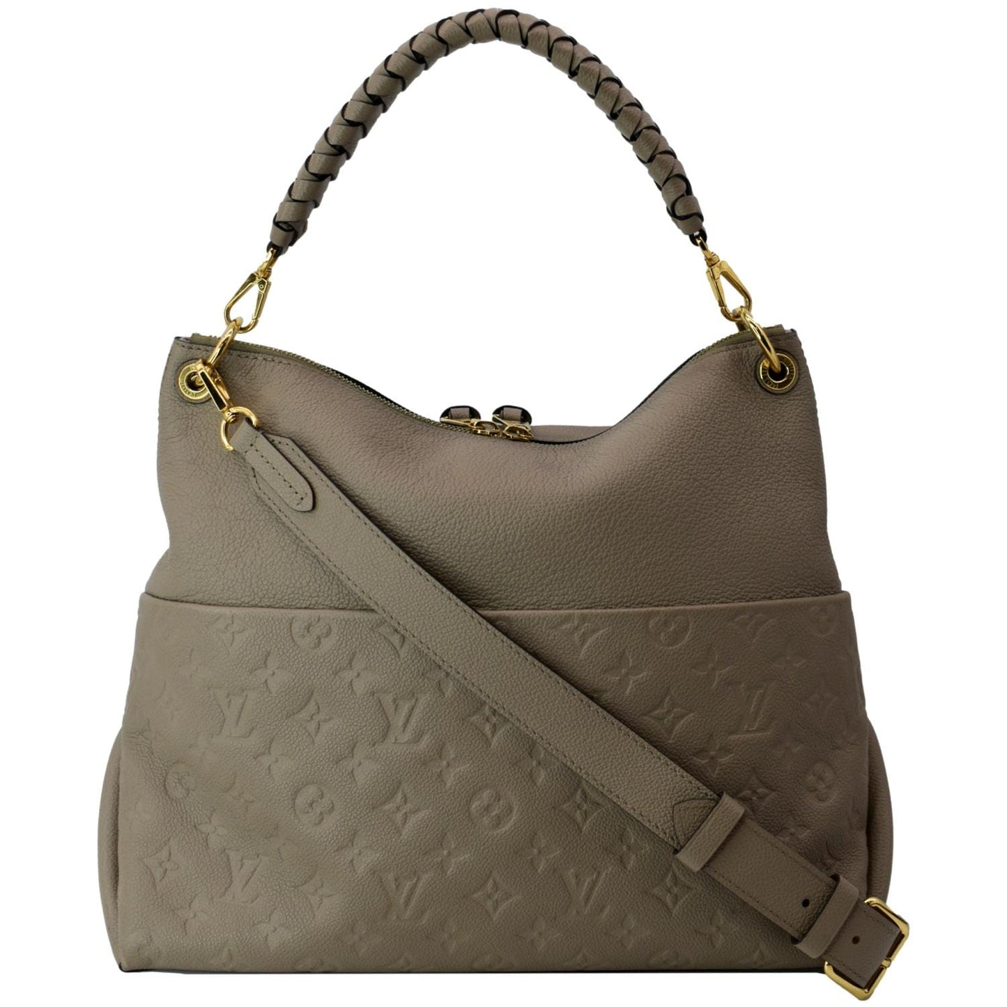 LOUIS VUITTON Maida Monogram Empreinte Leather Hobo Shoulder Bag Tourterelle