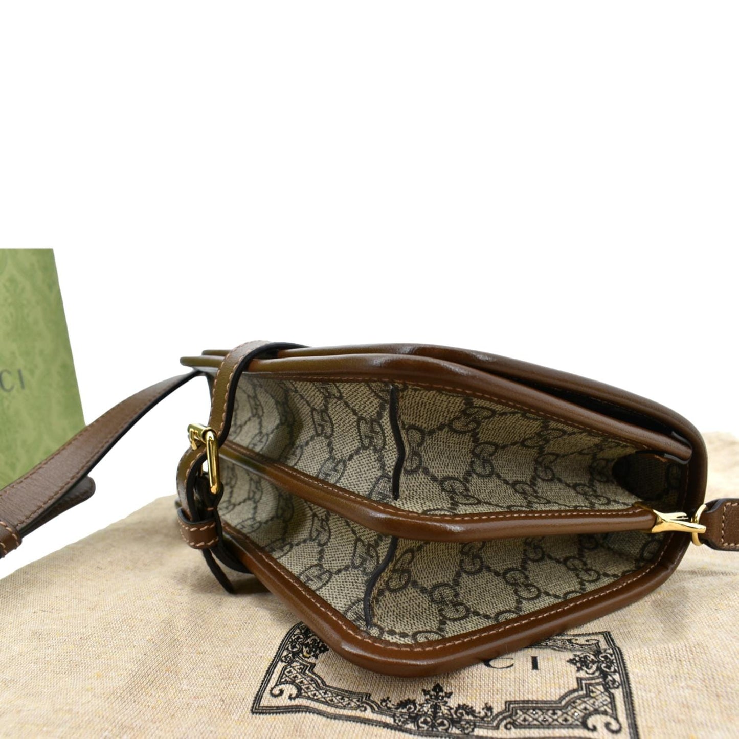 GUCCI Mini Interlocking GG ‎Supreme Canvas Crossbody Bag Beige 671620