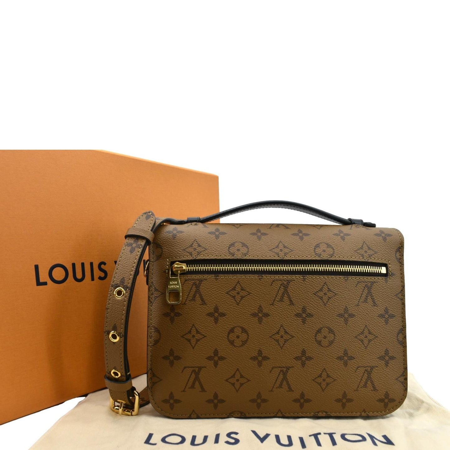 LOUIS VUITTON Metis Pochette Reverse Monogram Canvas Crossbody Bag Brown