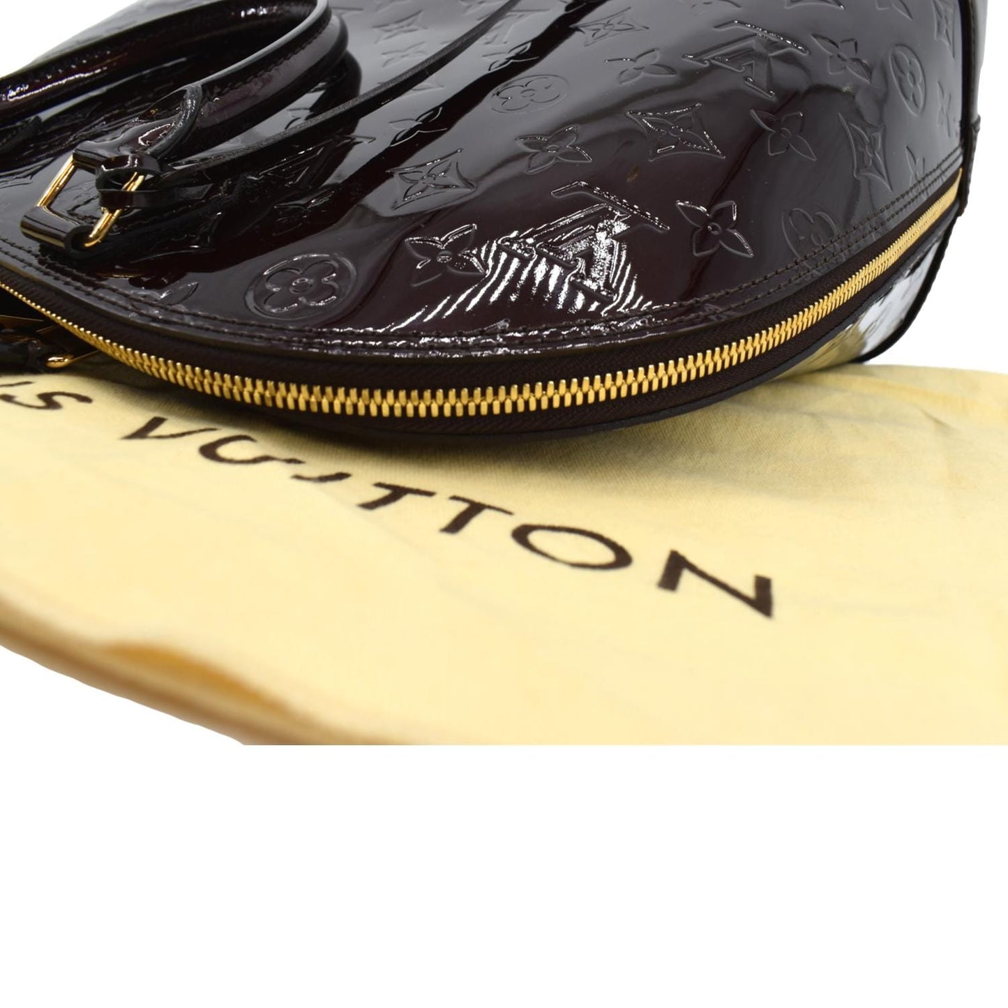 LOUIS VUITTON Alma GM Monogram Vernis Leather Satchel Bag Amarante