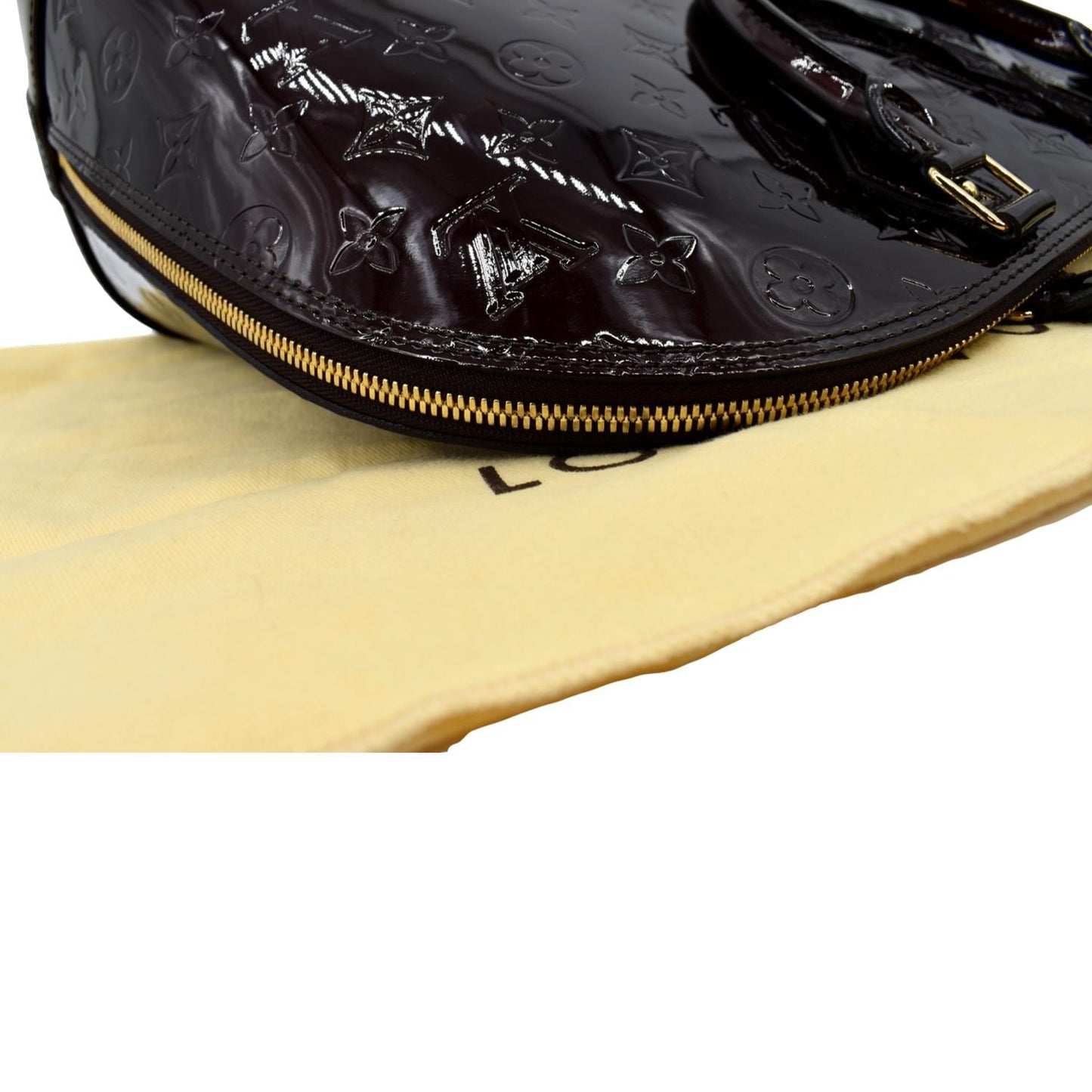 LOUIS VUITTON Alma GM Monogram Vernis Leather Satchel Bag Amarante