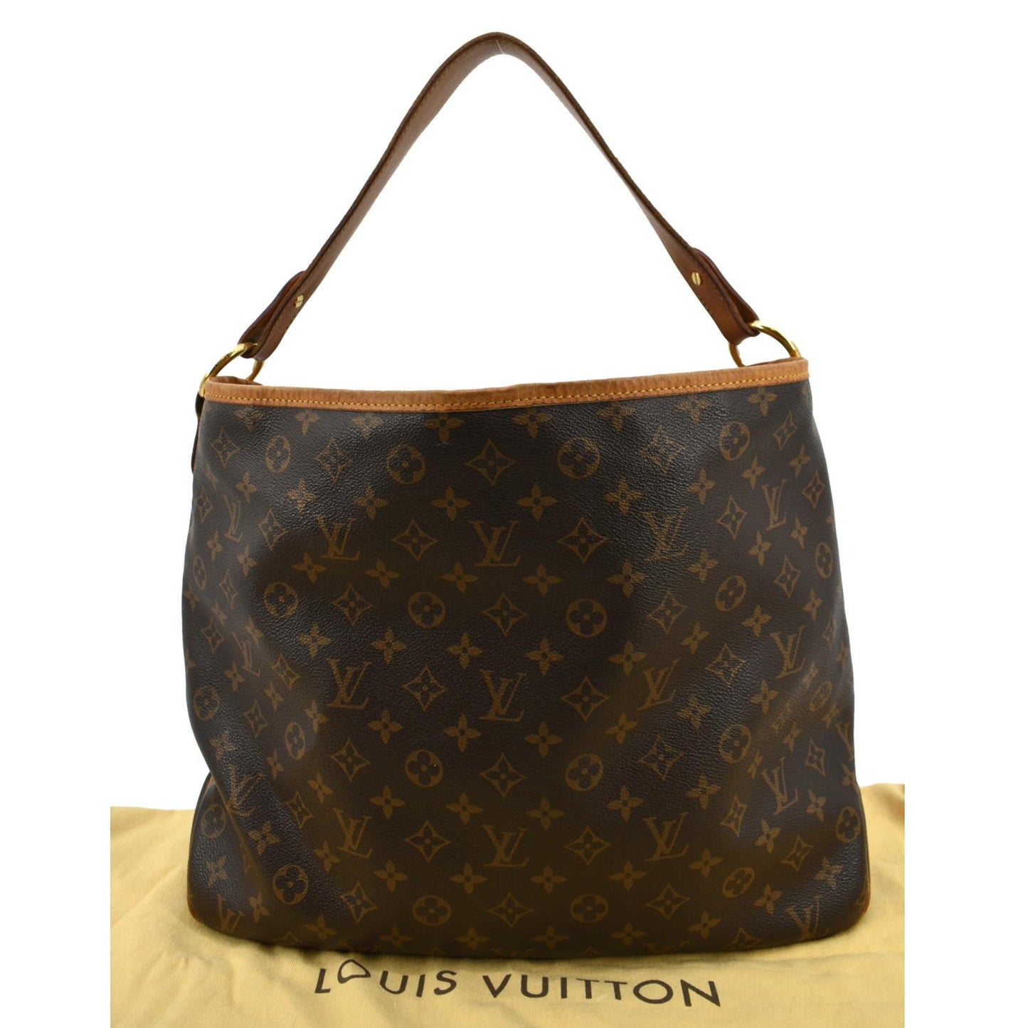 LOUIS VUITTON  Delightful MM Monogram Canvas Hobo Bag Brown