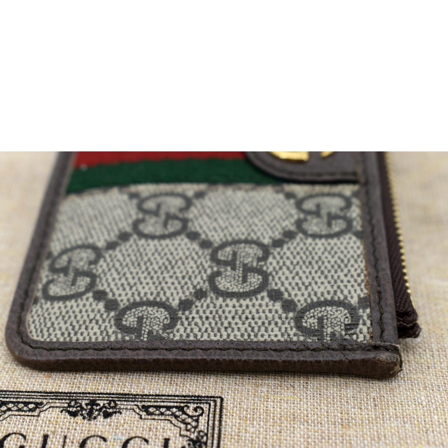 GUCCI Ophidia GG Supreme Canvas Card Case Brown ‎671723