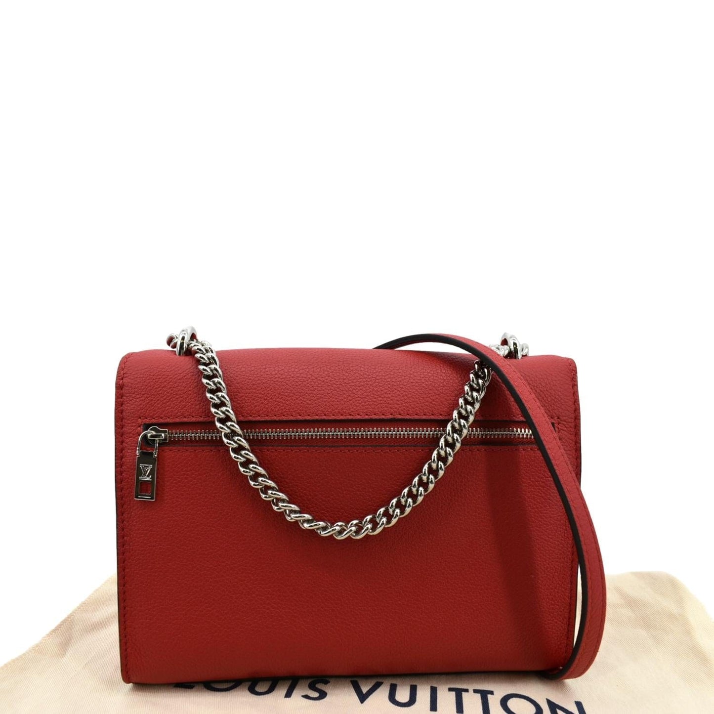 LOUIS VUITTON My Lockme Chain Leather Shoulder Bag Red