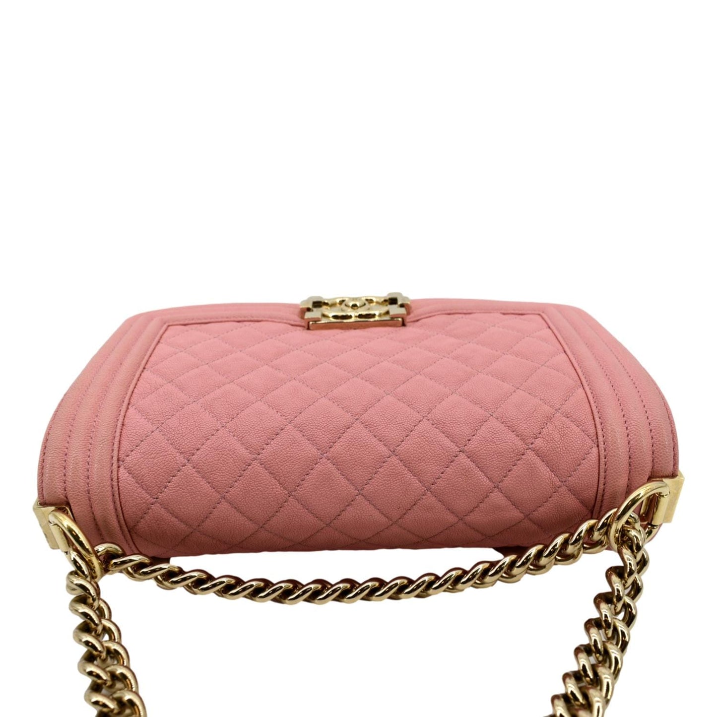 CHANEL Medium Boy Flap Caviar Leather Crossbody Bag Pink