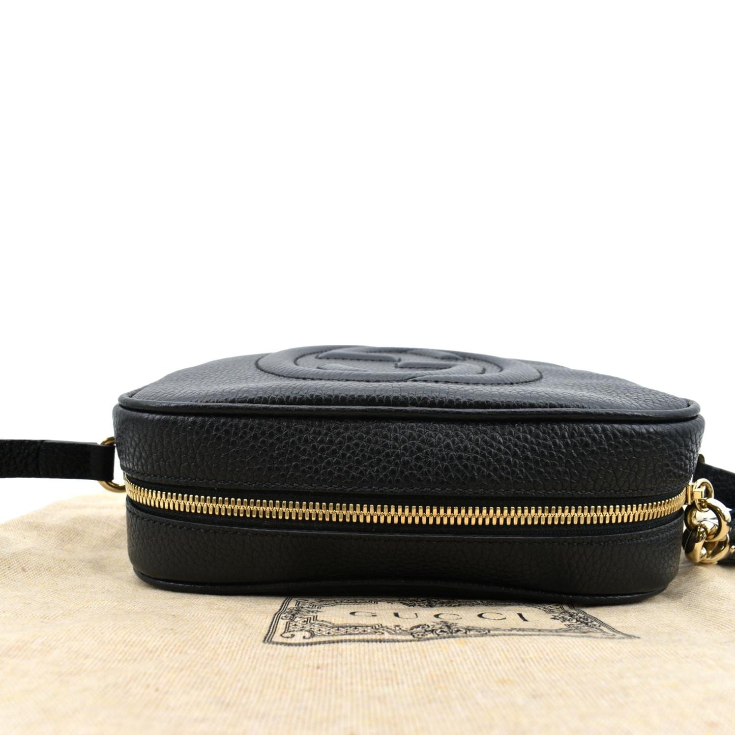 GUCCI Soho Disco Pebbled Leather Crossbody Bag Black 308364