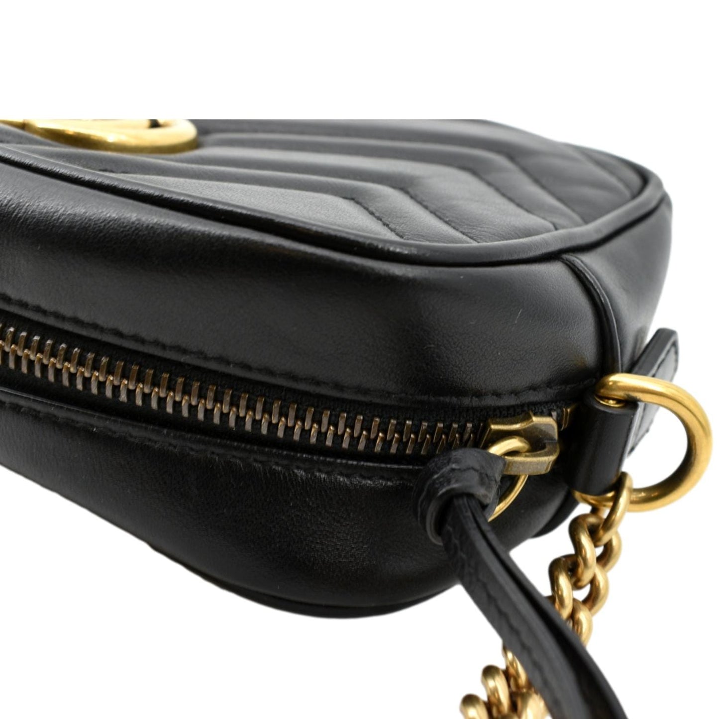 GUCCI GG Marmont Matelasse Mini Leather Crossbody Bag Black 448065