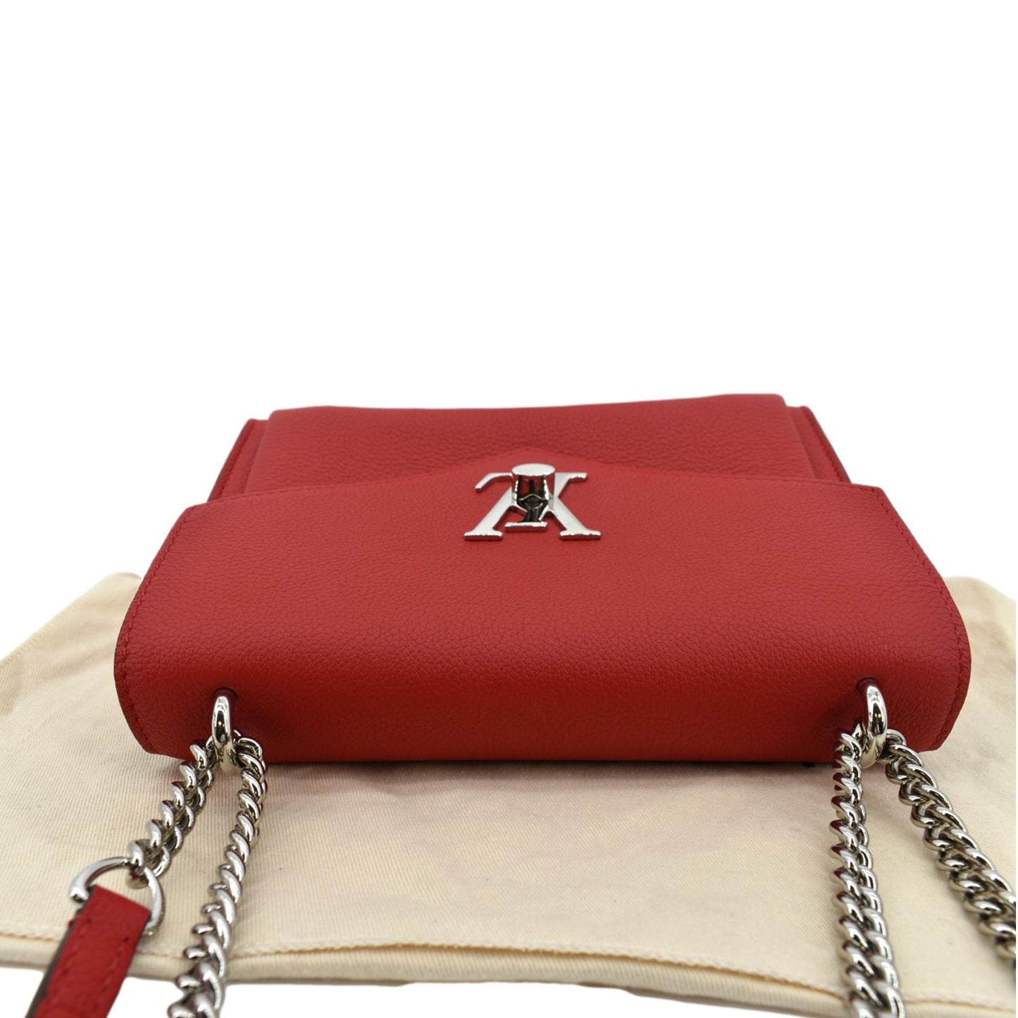 LOUIS VUITTON My Lockme Chain Leather Shoulder Bag Red