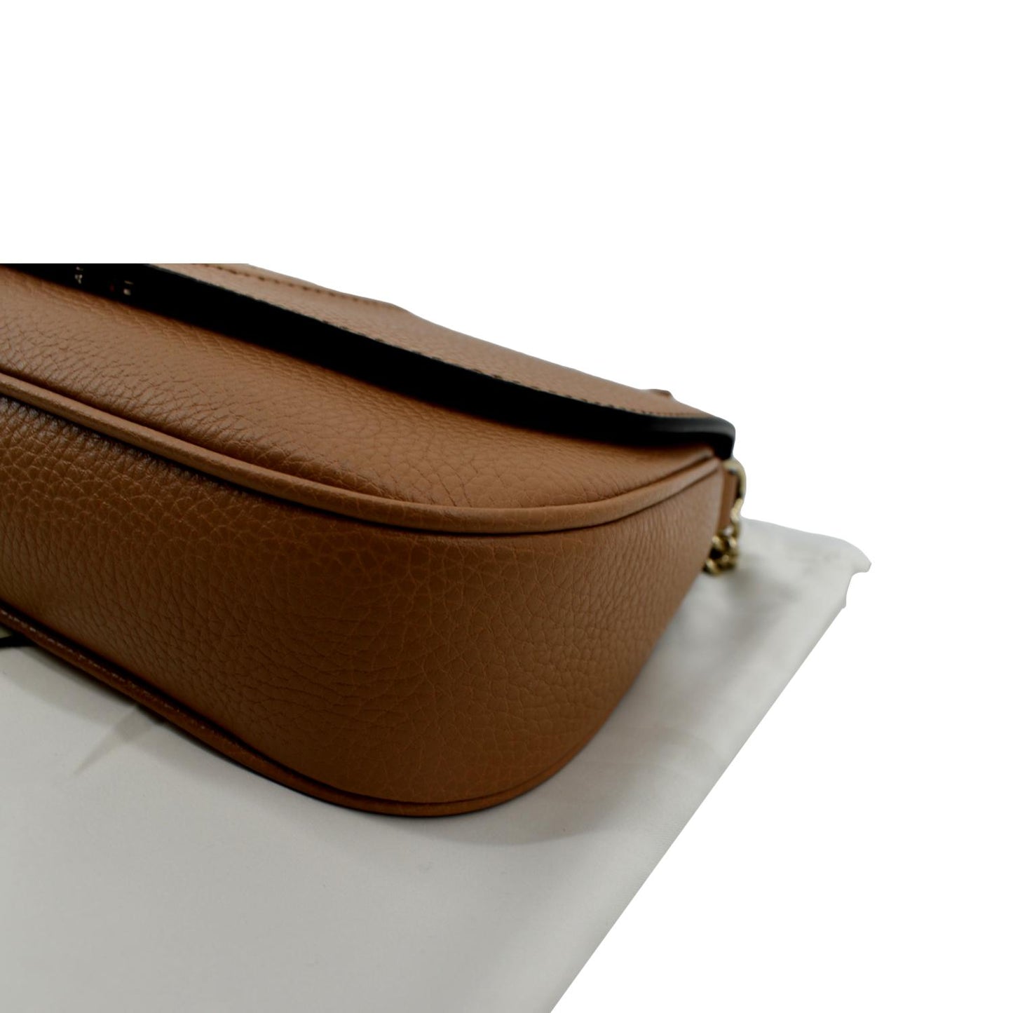 GUCCI Soho Chain Flap Leather Crossbody Bag Brown 536224