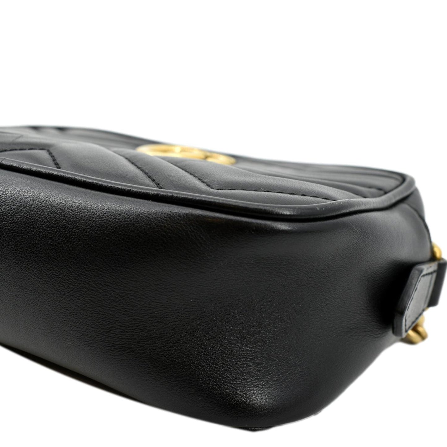 GUCCI GG Marmont Matelasse Mini Leather Crossbody Bag Black 448065