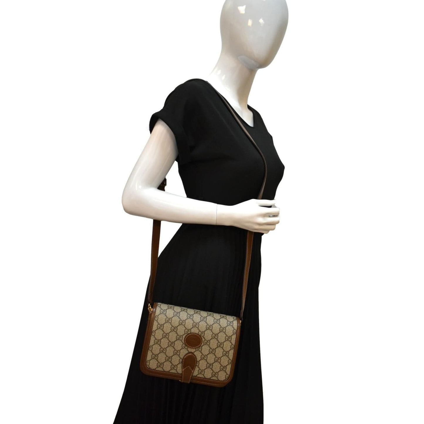 GUCCI Mini Interlocking GG ‎Supreme Canvas Crossbody Bag Beige 671620
