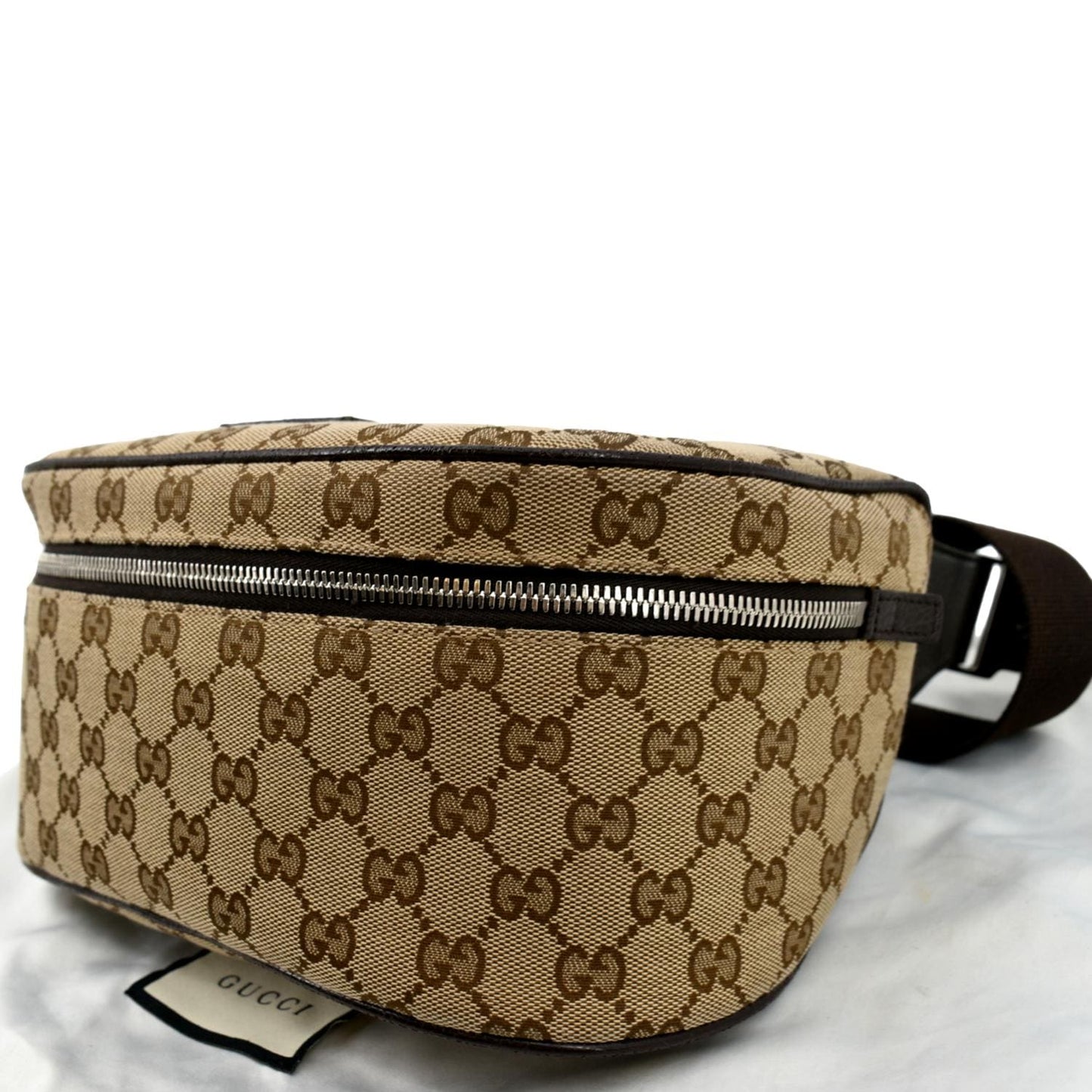 GUCCI Waist Pouch GG Canvas Belt Bag Beige 630915