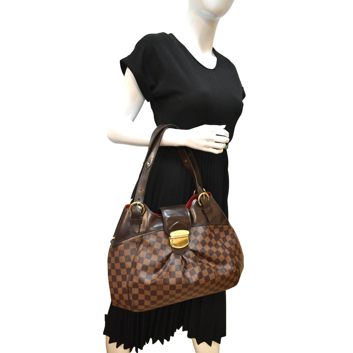 LOUIS VUITTON Sistina GM Damier Ebene Shoulder Bag Brown