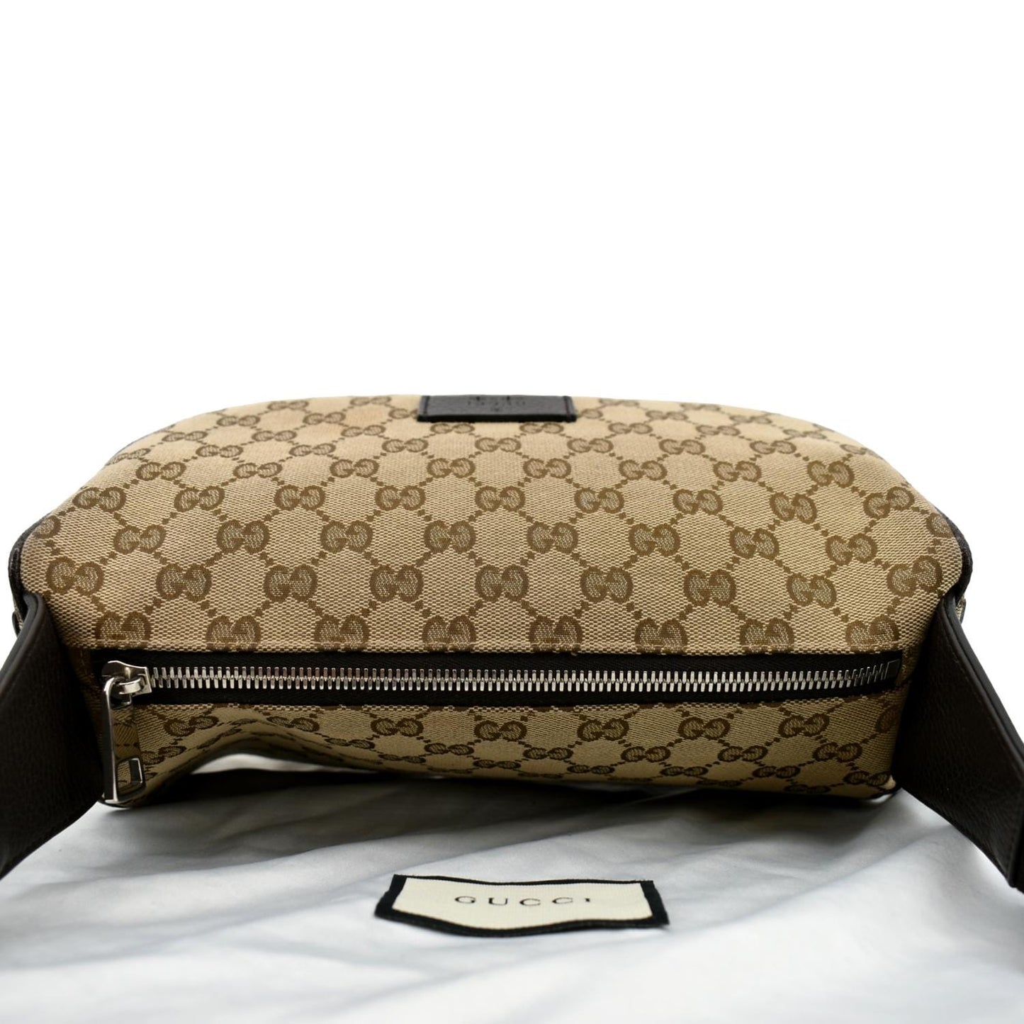 GUCCI Waist Pouch GG Canvas Belt Bag Beige 630915