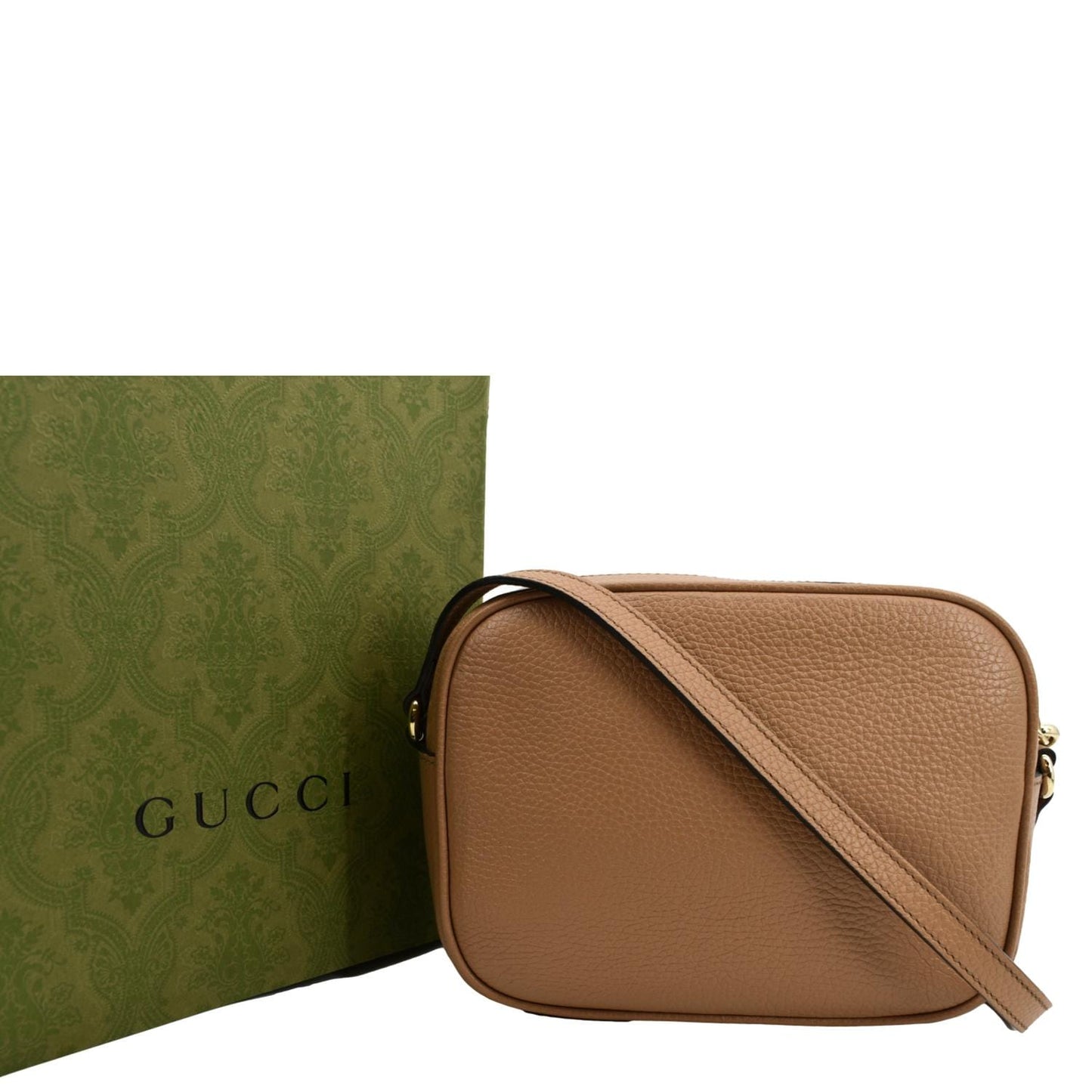 GUCCI Soho Disco Pebbled Leather Small Crossbody Bag Rose Beige 308364