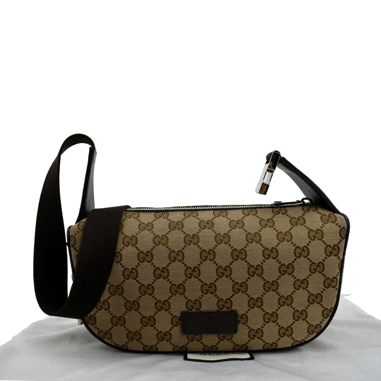 GUCCI Waist Pouch GG Canvas Belt Bag Beige 630915