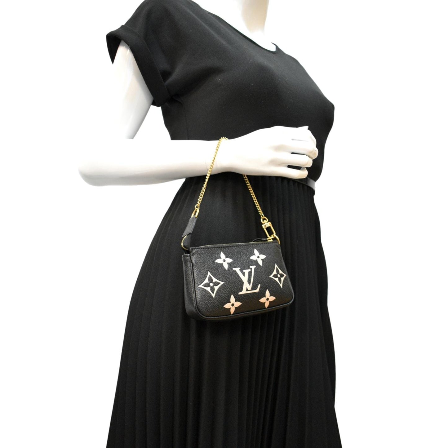 LOUIS VUITTON Mini Pochette Bicolor Monogram Empreinte Accessories Pouch Black