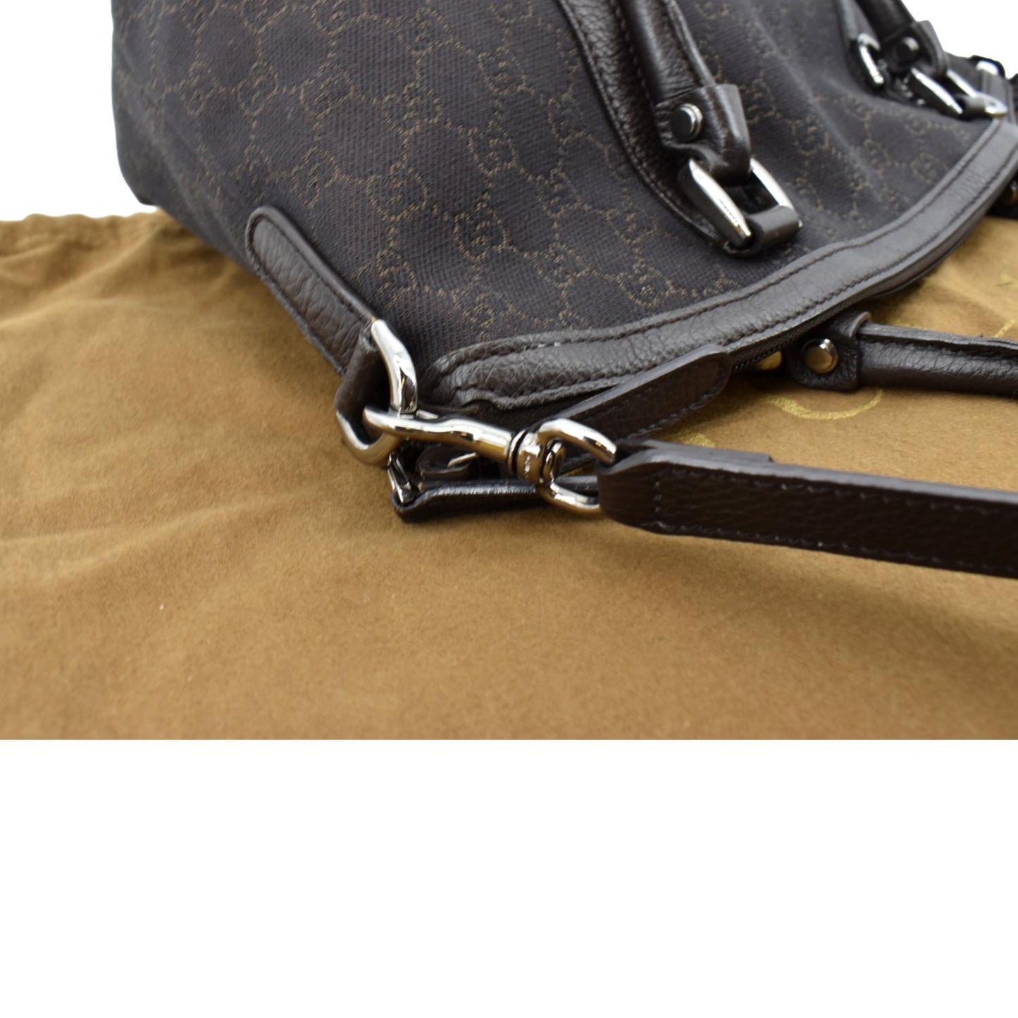 GUCCI Medium Top Handle GG Canvas Tote Shoulder Bag Brown 341503