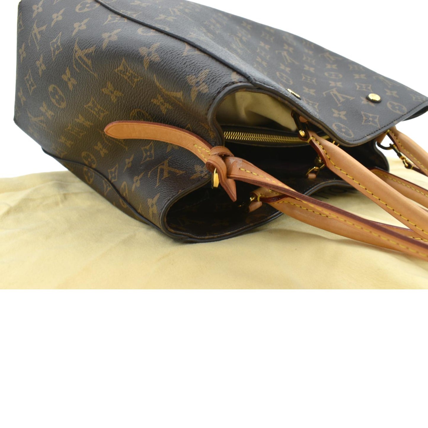 LOUIS VUITTON Montaigne GM Monogram Canvas Shoulder Bag Brown