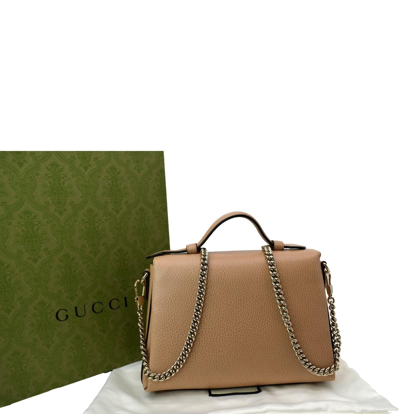 GUCCI GG Interlocking Leather Chain Shoulder Bag Brown 510302