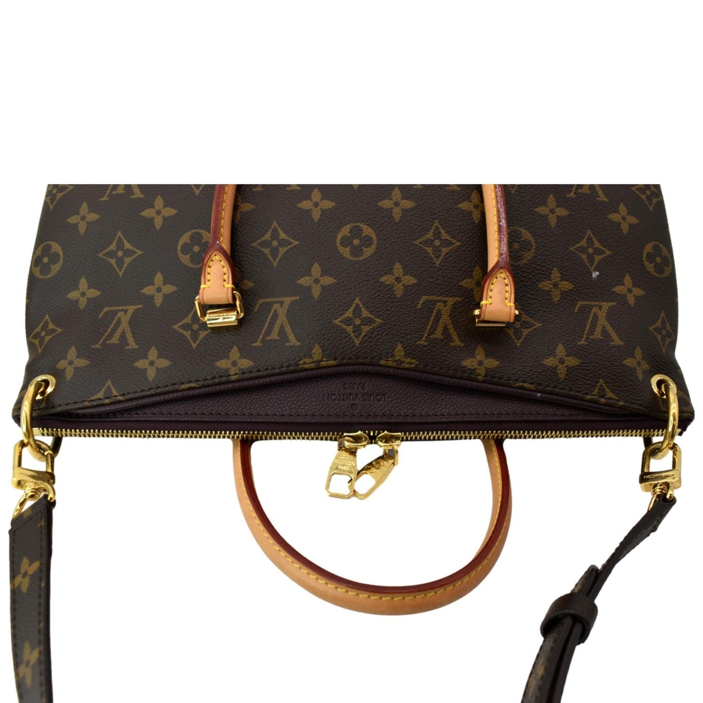 LOUIS VUITTON Pallas MM Monogram Canvas Shoulder Bag Brown