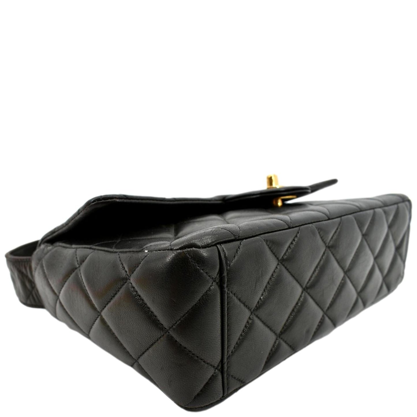 CHANEL Vintage Flap Quilted Leather Shoulder Bag Black