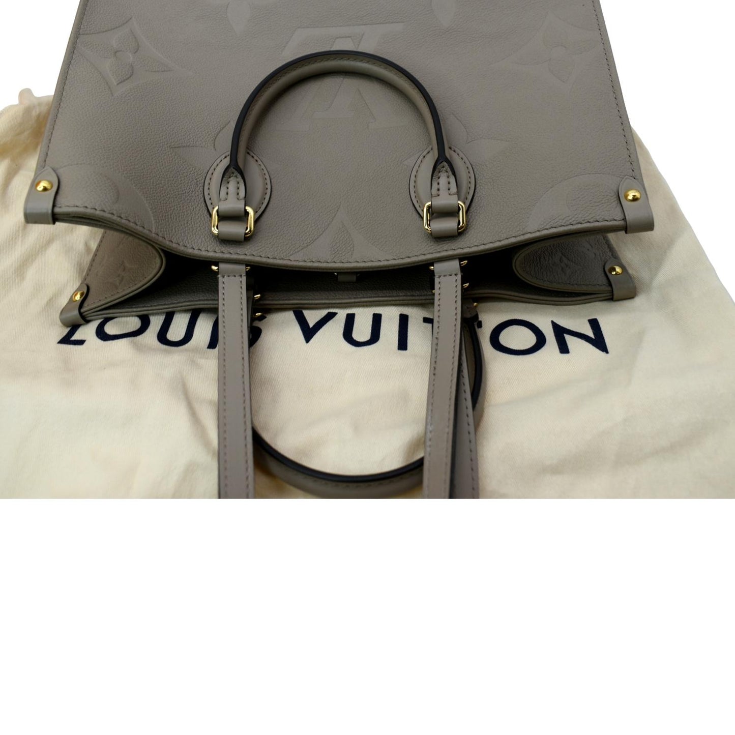 LOUIS VUITTON Onthego MM Monogram Empreinte Shoulder Bag Tourterelle  - Hot Deals