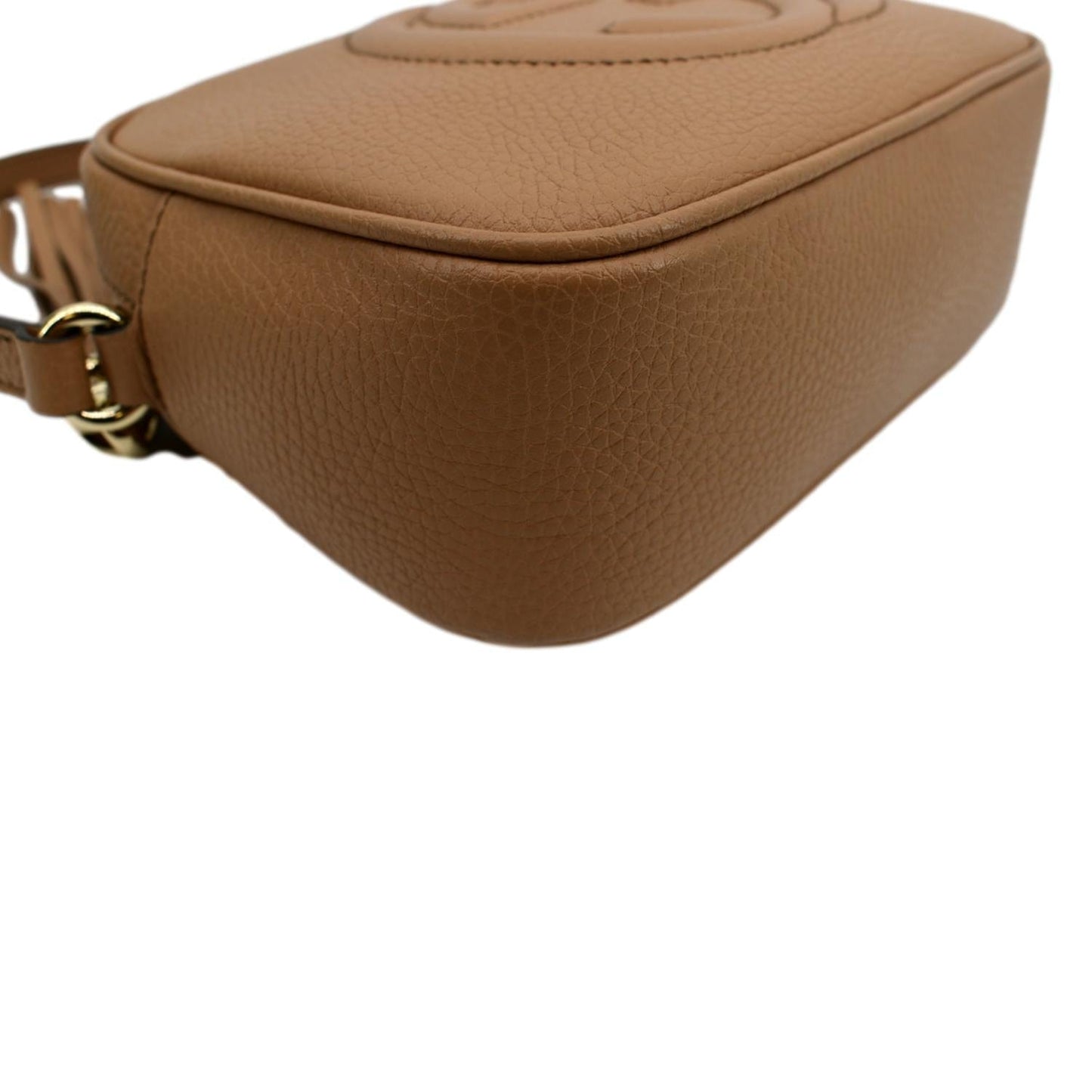 GUCCI Soho Disco Pebbled Leather Small Crossbody Bag Rose Beige 308364