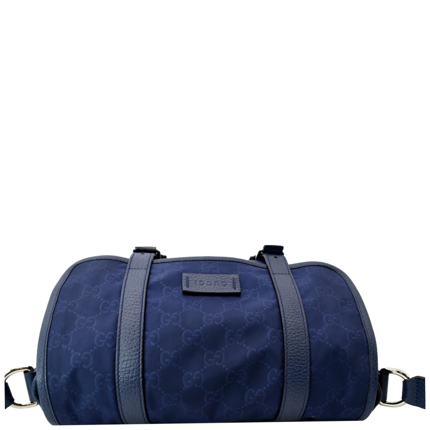 GUCCI Flap Double Buckle GG Monogram Nylon Messenger Bag Blue 510335