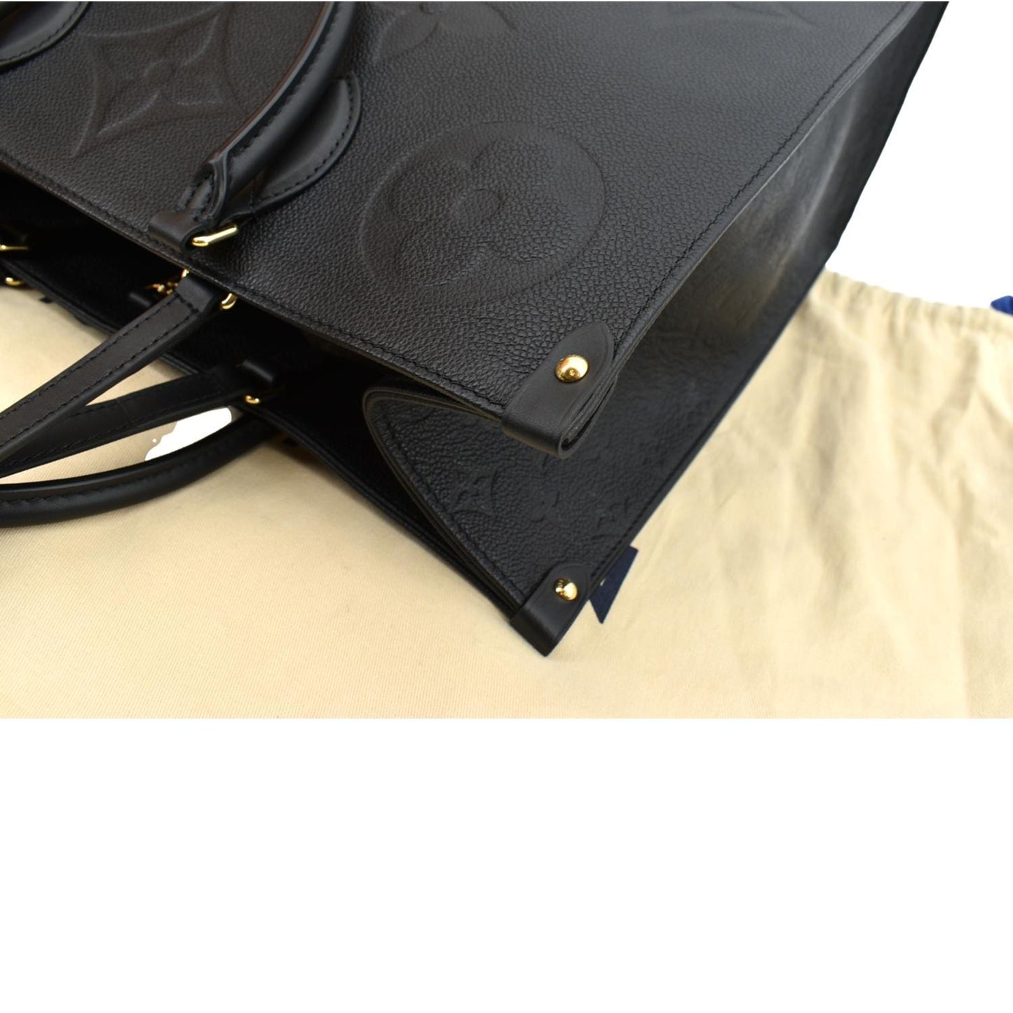 LOUIS VUITTON Onthego GM Monogram Empreinte Leather Tote Bag Black