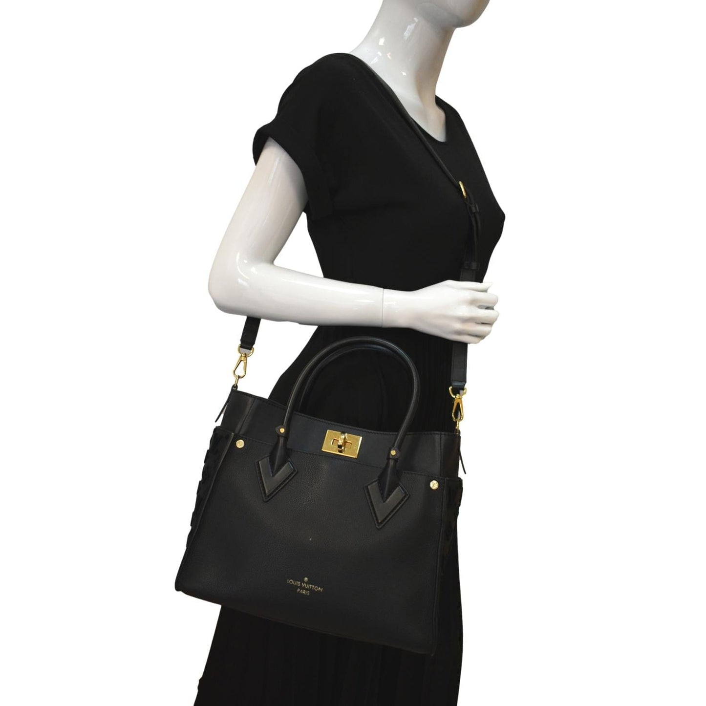 LOUIS VUITTON On My Side MM Calfskin Monogram Shoulder Bag Black