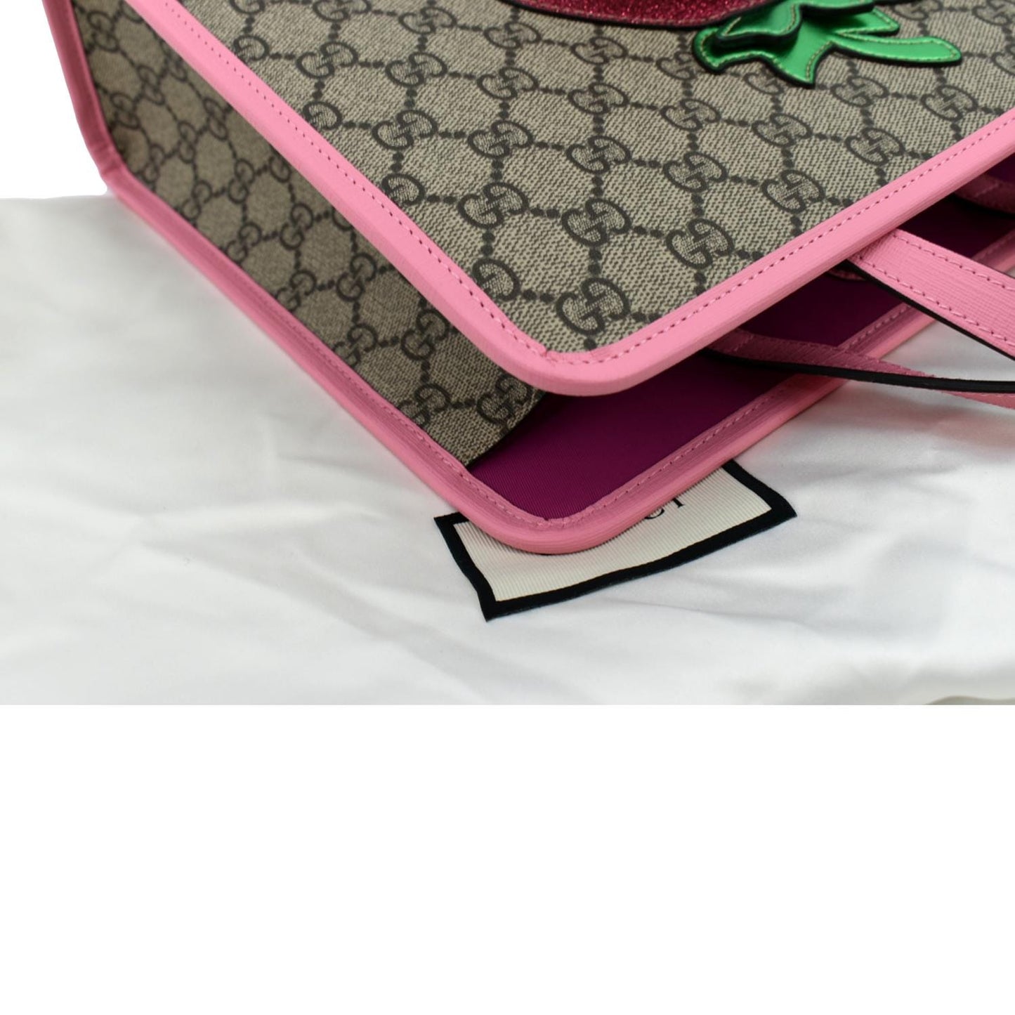 GUCCI Kids Strawberry GG Supreme Canvas Tote Bag Beige 630589