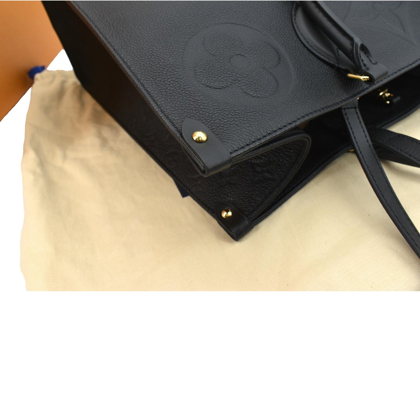 LOUIS VUITTON Onthego GM Monogram Empreinte Leather Tote Bag Black