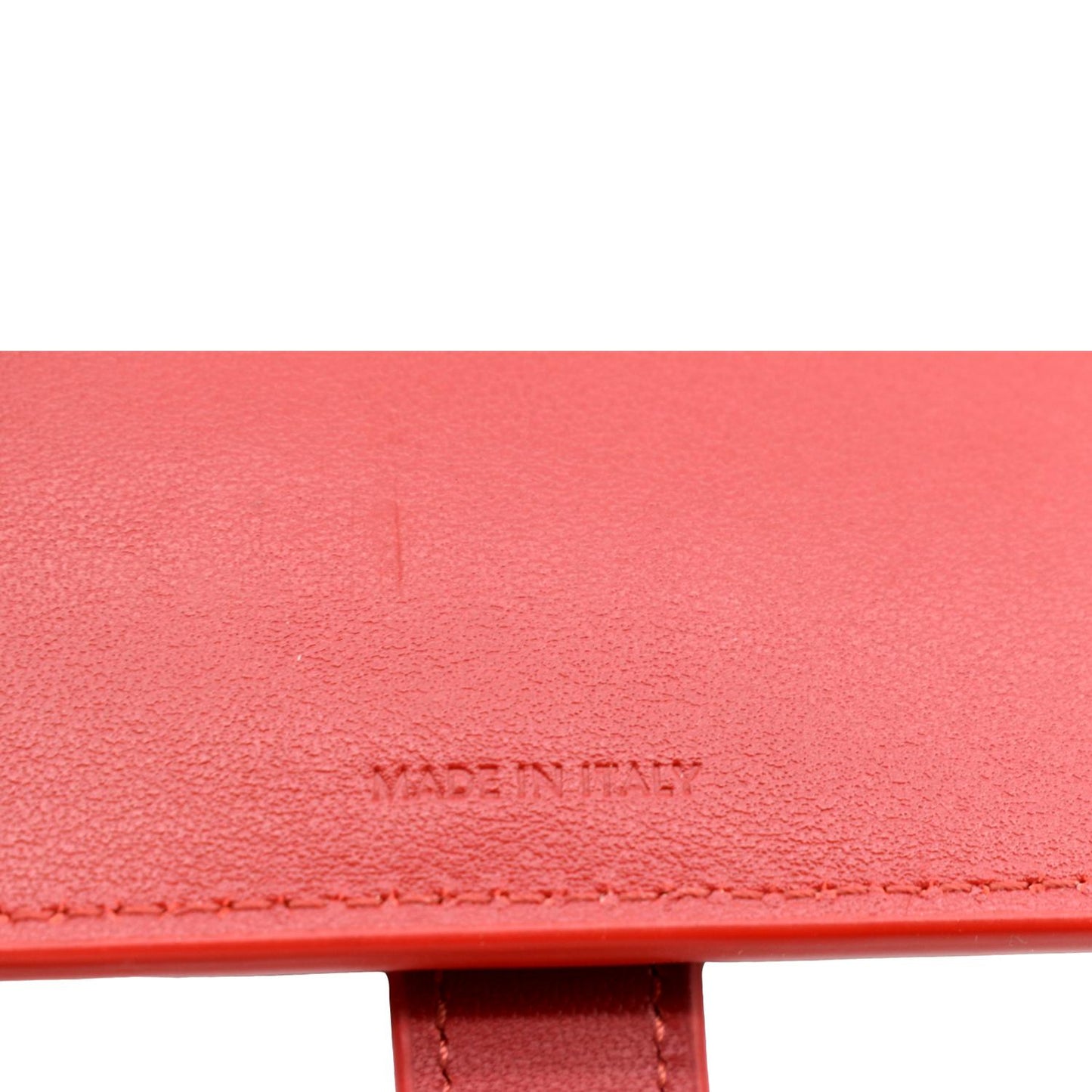 CELINE Medium Strap Grained Calfskin Leather Wallet Red