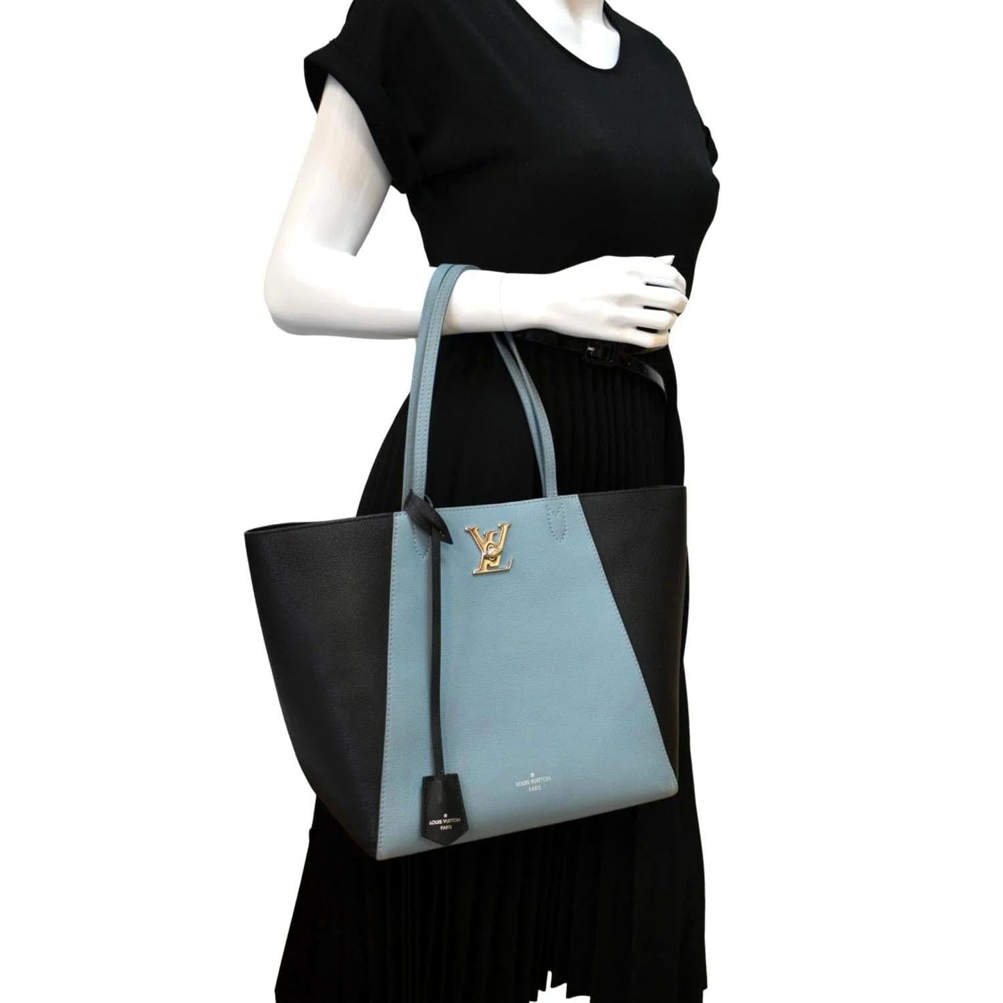 LOUIS VUITTON Lockme Cabas Leather Tote Bag Bicolor
