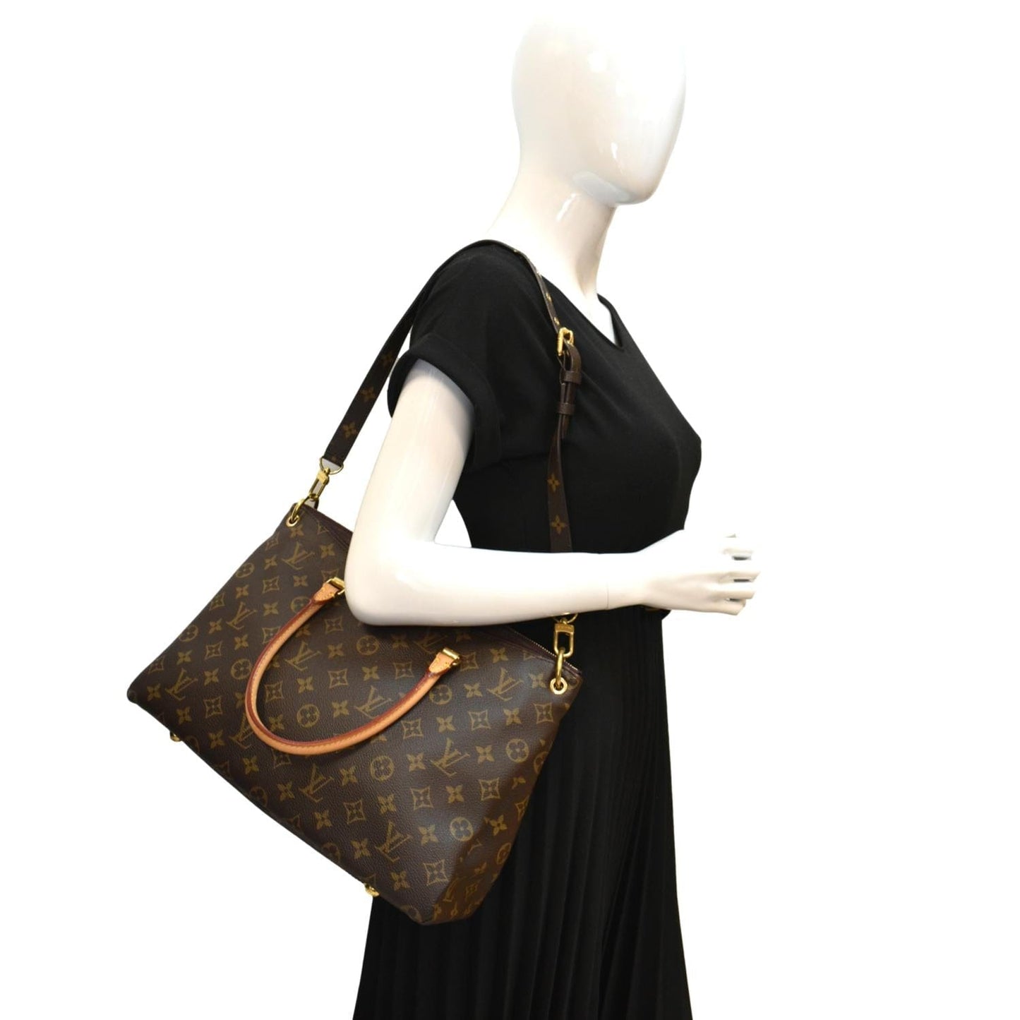 LOUIS VUITTON Pallas MM Monogram Canvas Shoulder Bag Brown