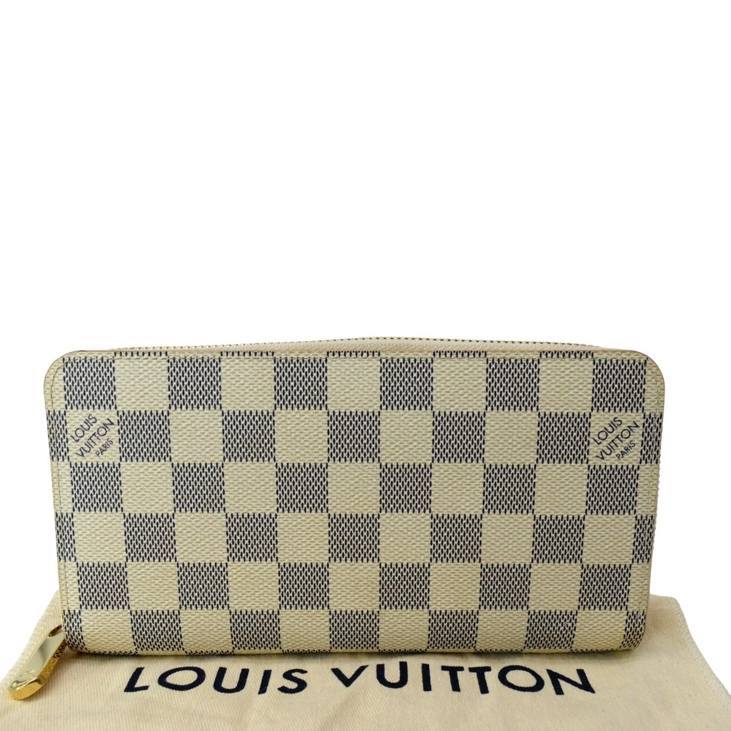 LOUIS VUITTON Zip Around Damier Azur Wallet White