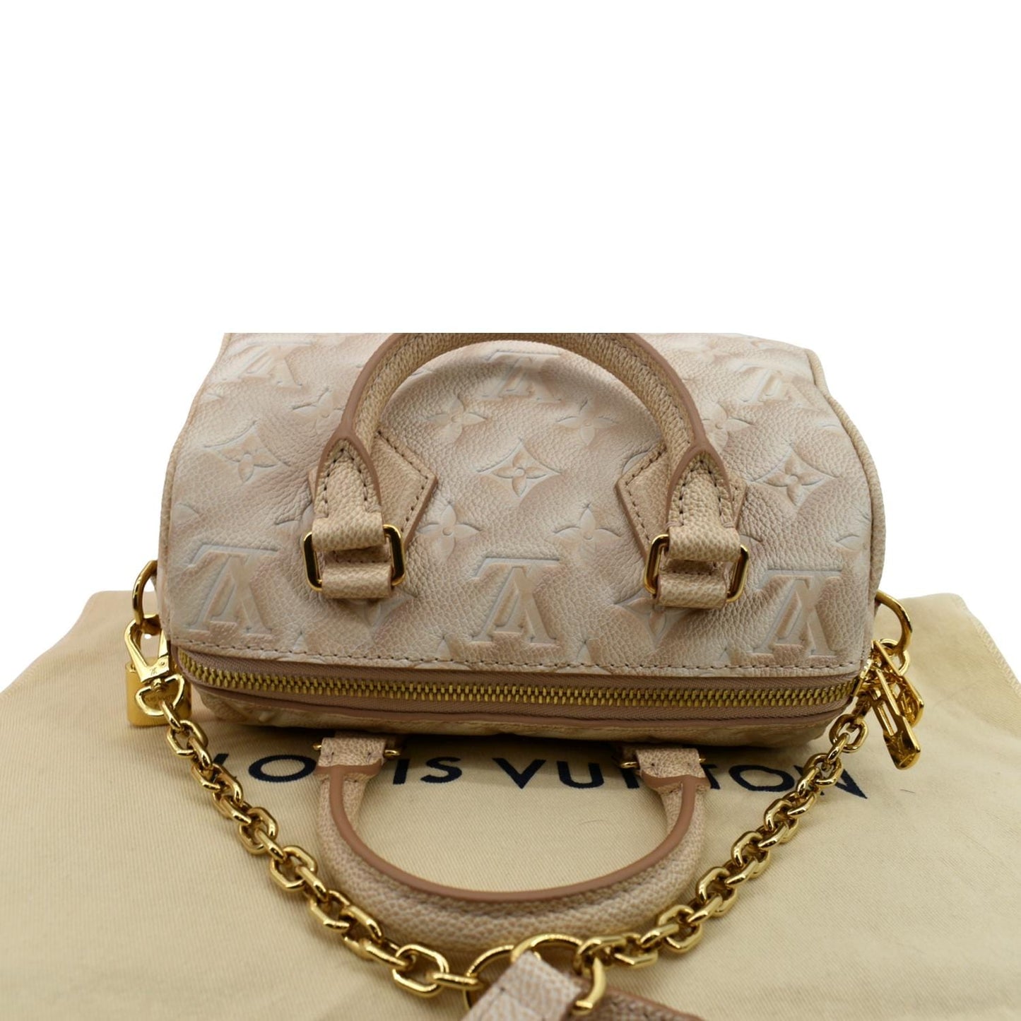 LOUIS VUITTON Speedy 20 Stardust Monogram Embossed Shoulder Bag Beige